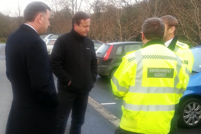 Mel Stride and David Cameron in Buckfastleigh in November 2012, during the terrible flooding of 2012, which prompted the PM to visit Buckfastleigh.