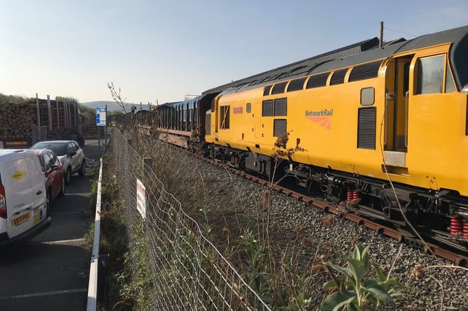A freight train left Aberystwyth train station, on Saturday, 30 April, for the first time since 2005. Credit: Ceredig Davies