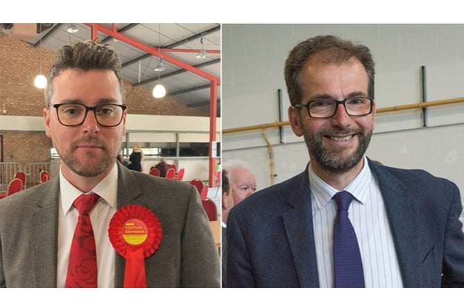 Powys Labour leader Matthew Dorrance and Lib Dem leader James Gibson-Watt