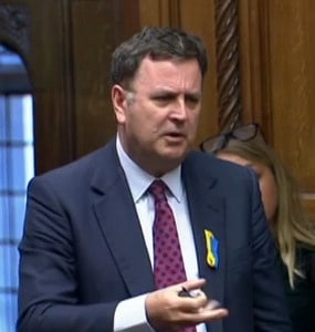 Mel Stride MP has been sanctioned by Russia over his support for Ukraine since February 24. He is pictured speaking in the House of Commons on Wednesday, May 4, arguing for further sanctions against Putin’s regime.