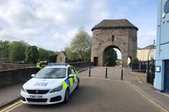 Police on Monnow Bridge