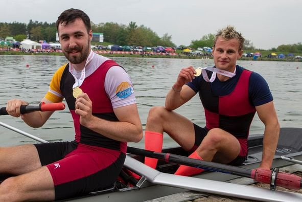 Robbie Prosser-Wrench, right, in his gold medal-winning pair with fellow Wales cap John Davies