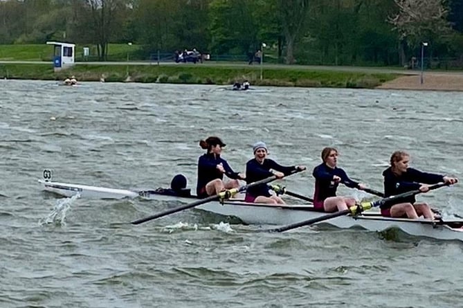 A Monmouth School for Girls boat battles the rought water