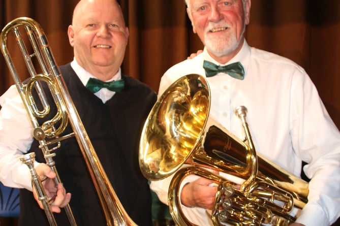 Trombone player Paul Fyfe and euphonium player Clive Hicks from the Alton Concert Band