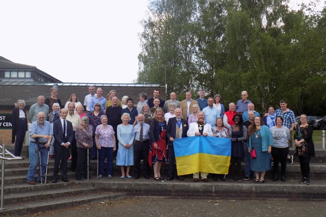 Cllr Adam Carew and contestants in a quiz and curry night for Ukraine at the Forest Community Centre in Bordon on May 7.