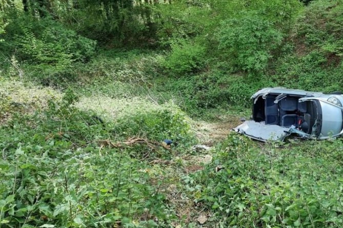 A Honda Jazz which had its roof cut off to free the driver following a crash in East Tisted