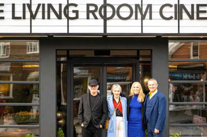 Opening night at The Living Room Cinema in Liphook, April 30th 2022. From left: Simon Curtis, Elizabeth McGovern, Claire Beswick and Hugh Bonneville.
