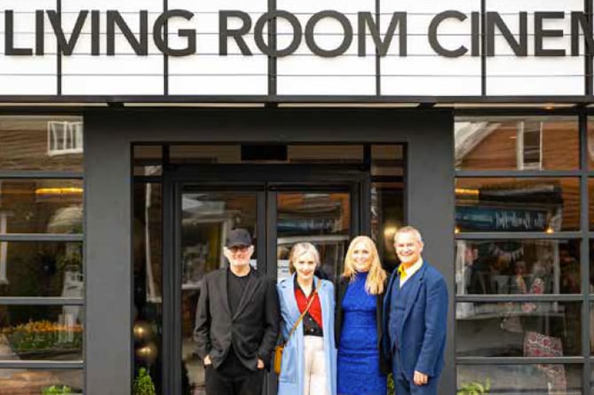 Opening night at The Living Room Cinema in Liphook, April 30th 2022. From left: Simon Curtis, Elizabeth McGovern, Claire Beswick and Hugh Bonneville.