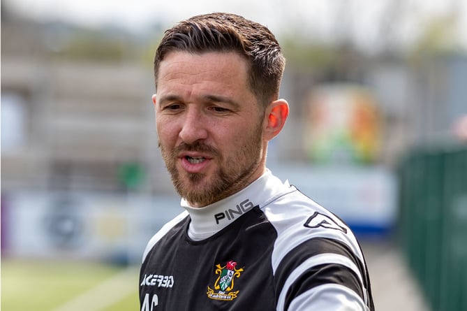 Antonio Cobisiero Manager of Aberystwyth Town. JD Cymru Premier match between Aberystwyth Town vs Connahs Quay Nomads at Park Avenue Stadium on 23 April 2022 Score 1-1
© Colin Ewart/pitchsideimages 2022