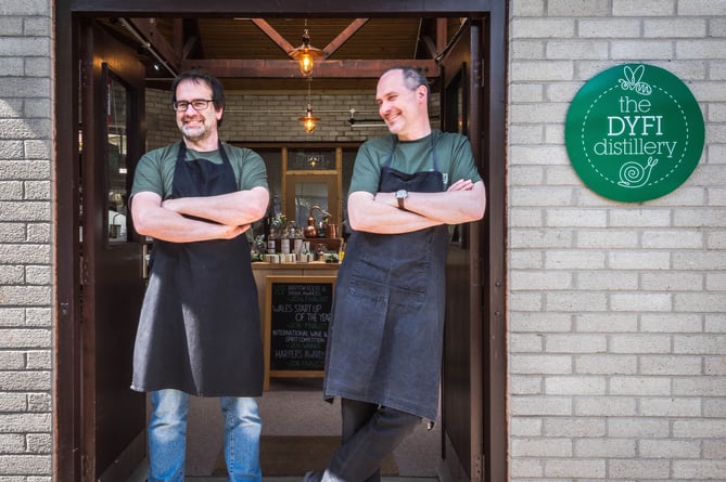 Pete (left) and Danny Cameron in the doorway to Dyfi Distillery.
