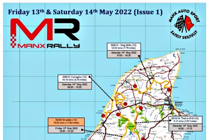Map of the 2022 Manx National Rally