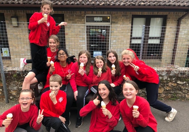 St John’s pupils with free ice cream