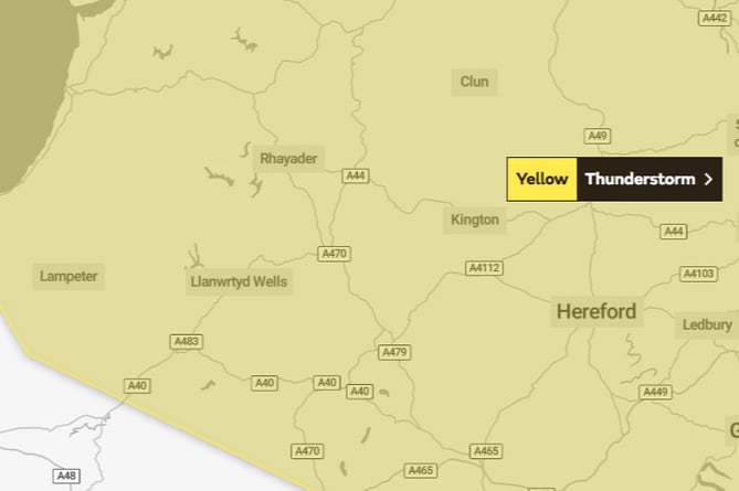 The weather warning across Powys