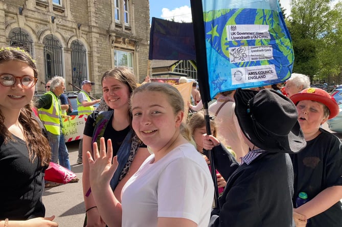 Monmouth based Savoy Youth Theatre parade in Cinderford as part of Exploring Thrutopia
