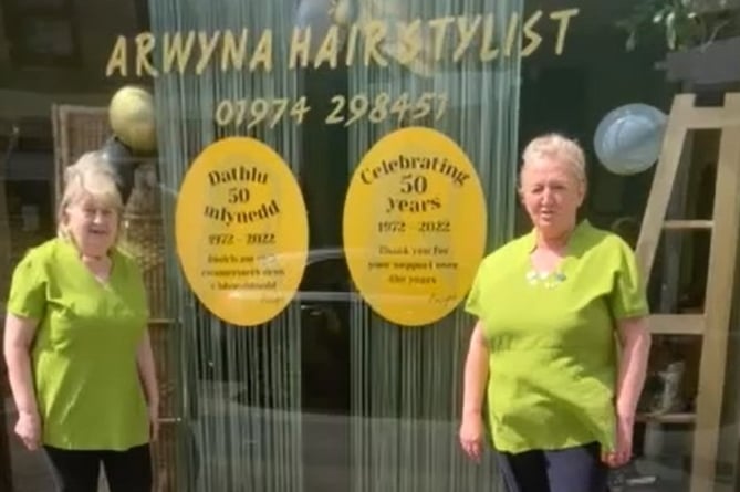Arwyna’s Hairdresser Salon is celebrating 50 years in Tregaron this month