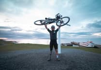 Stuart Croxford arrives in John o Groats  after cycling length of the UK