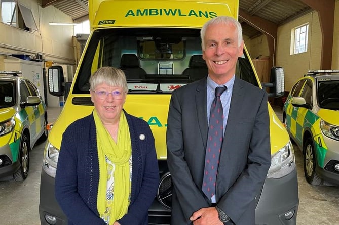 Meinir Davies and Welsh Ambulance Service Chair Martin Woodford.