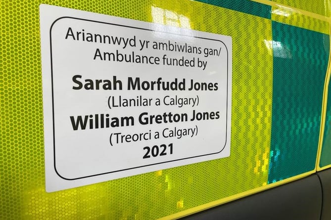 The memorial plaque to Morfudd and William Jones.