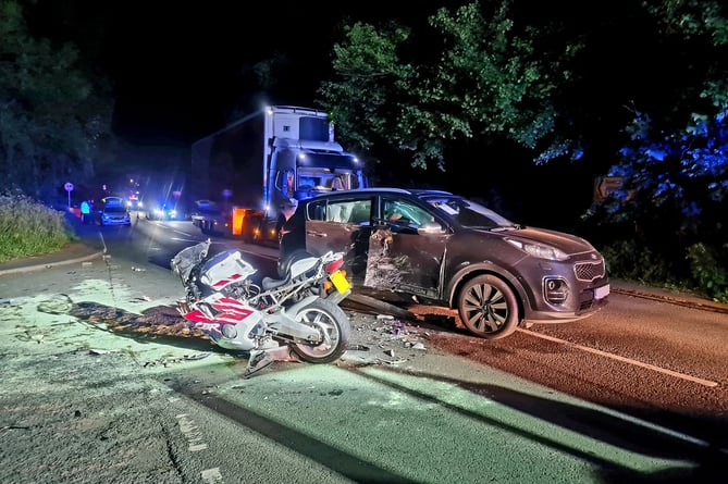 The scene of last night’s road traffic collision. Photo: Buckfastleigh Fire Station