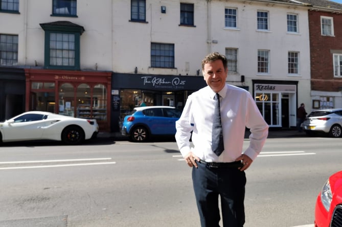 Mel Stride MP out speaking to local businesses in Crediton.