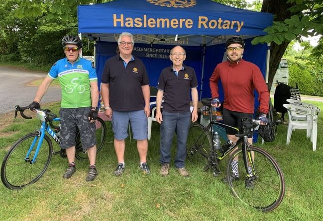 Cyclist Harry Debenham (left), Kevin Morris, Paul Mills and Ian Perrin