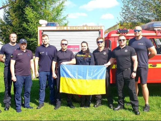 Haslemere Fire Station Crew Commander Chris Clinnick (left) headed out to Poland