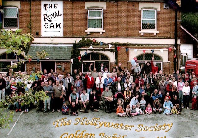 The Golden Jubilee of Queen Elizabeth II in 2002 produced celebrations at various parts of Whitehill parish. The Deadwater Valley was declared a Local Nature Reserve by the district council and the Hollywater Society had a party at the Royal Oak public house which had been built in 1877 (pictured).