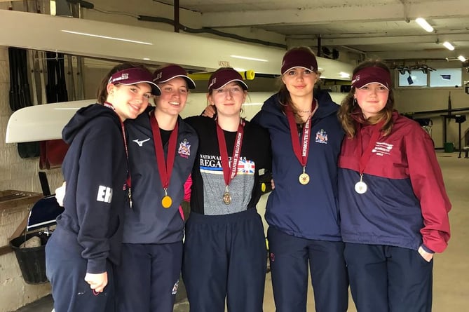 Monmouth School for Girls J15 winners with their medals.