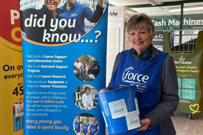 Volunteer Sheila Ralph during the collection day for the charity FORCE at Crediton Morrisons store. AQ 8339