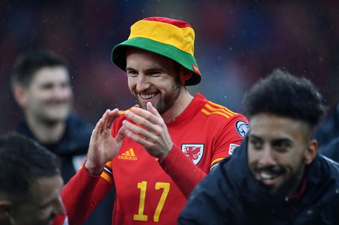 CARDIFF, WALES - 05 JUNE 2022: Wales' Rhys Norrington-Davies at full time during the 2022 FIFA World Cup play-off final between Wales & Ukraine at the Cardiff City Stadium on the 5th of June 2022. (Pic by Ashley Crowden/FAW)