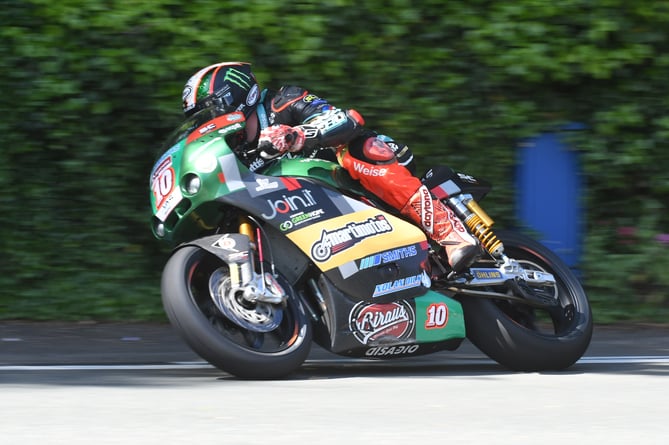 Peter Hickman on his way to victory in Wednesday afternoon’s Supertwin TT