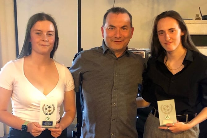 Sean, centre, with supporters player of the year - Rowan Karkeek and Cheyanne Coakley.