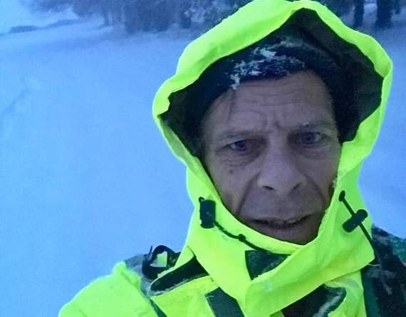 Reg Barker when he walked to work from Crediton to Exeter during the deep snow in the March 2018.
