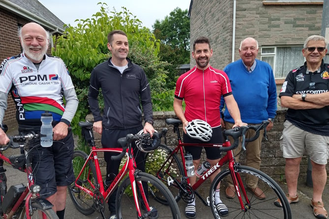Five go on a cycle ride, from left, Martin Greig, Sean Schofield, Nathan Redstone, Pete Martin and Andy Miller.
