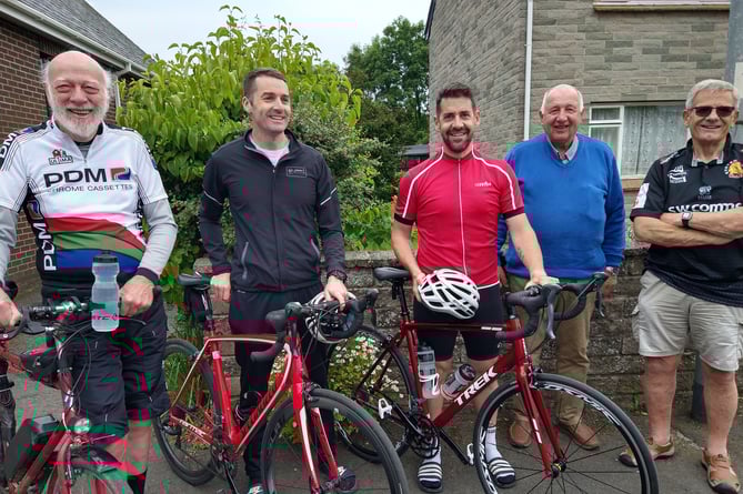Five go on a cycle ride, from left, Martin Greig, Sean Schofield, Nathan Redstone, Pete Martin and Andy Miller.