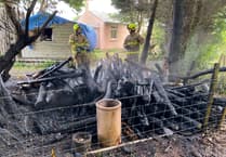 Unattended bonfire causes log store to catch fire