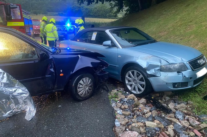 Collision scene near Chudleigh on Saturday evening. Photo: Ashburton Fire Station