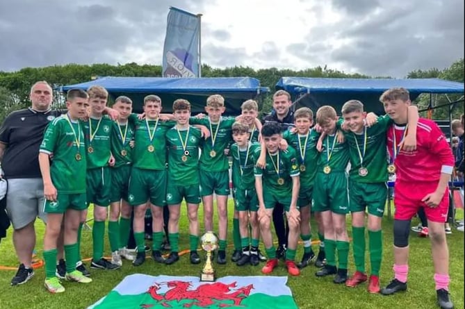 The victorious Gwynedd Under-15s Schools team Holland tournament