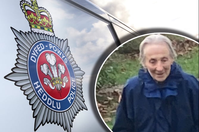 A photo of Ruth inset over a police van