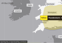 Met Office Yellow Warning issued for thunderstorms