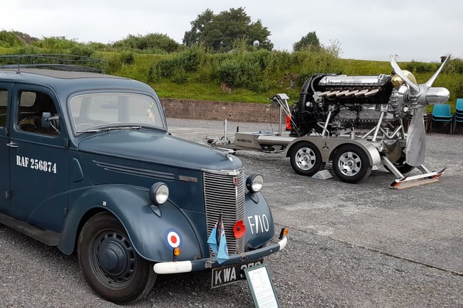 Car and Merlin, RAF Harrowbeer 1940s weekend