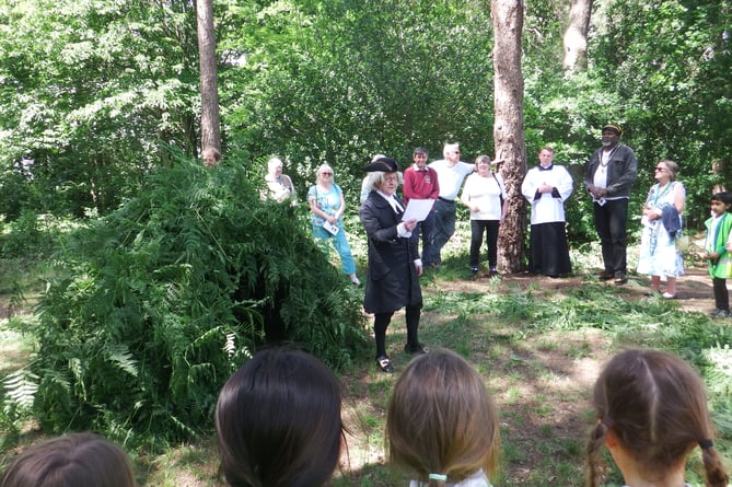 Gilbert White reads excerpts from his journal at the Walldown Earthworks Blessing of the Bower ceremony in Whitehill on June 11th 2022.