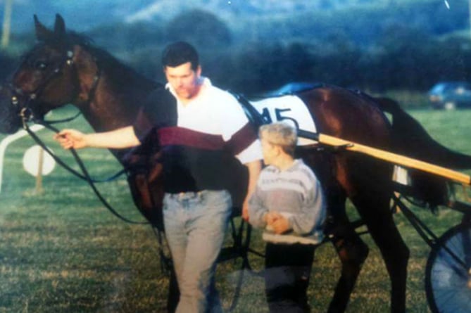 Gareth Wyn Dowse with his father Gareth Snr and little brother Philip in the Tregaron winner’s circle with champion Extra Spring back in 1993