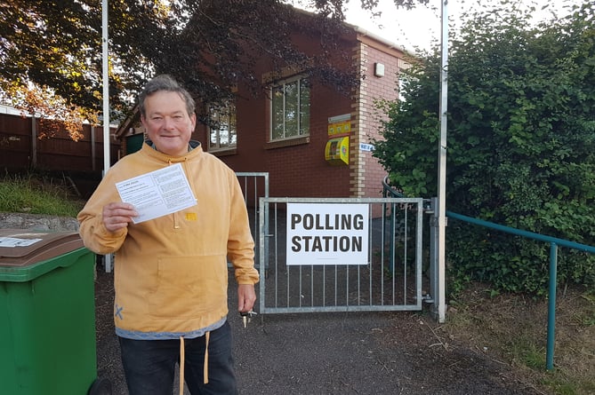 Jonathan Nex voting in Culmstock