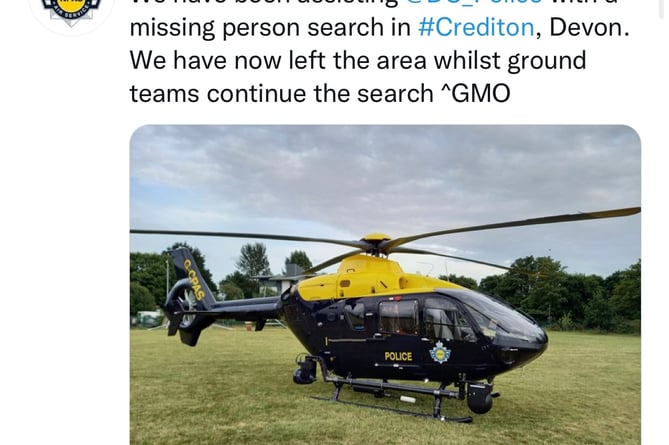 The tweet by National Police Air Service South West issued just before 1am.