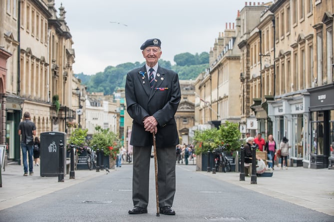 Ninety-seven year old, Stan Ford stands in Milsom Street in Bath where he will carry the baton for the Birmingham 2022 Queen’s Baton Relay on July 5th.