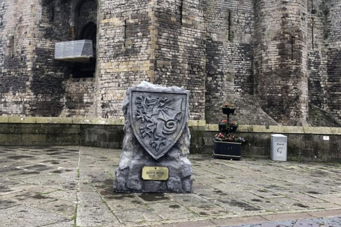 The Wales emblem on the Maes in Caernarfon