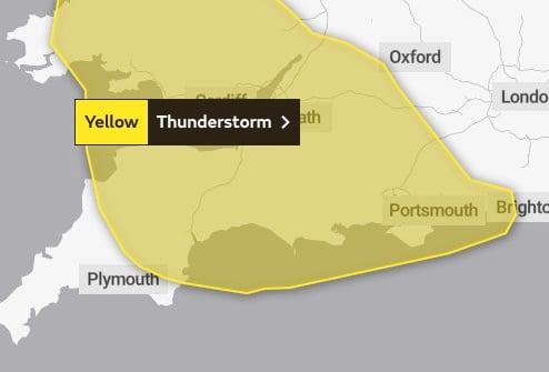 Yellow Warning of thunder.