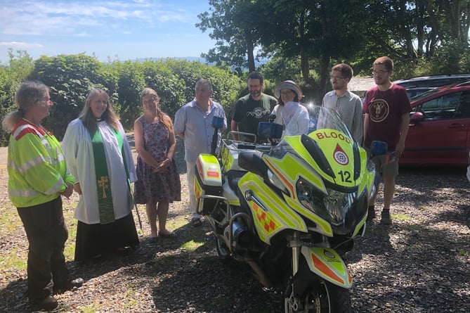 Tremaine Parish Church congregation felt very fortunate to meet a blood bike rider and view a blood bike in person