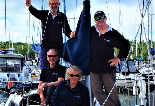 Sailability volunteers Sean Warnock (skipper), Steve Wooding, Phil Mutton and Kate Wyatt